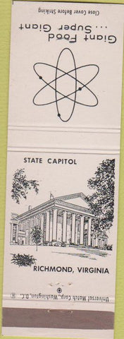 Matchbook Cover - Giant Foods State Capitol Richmond VA