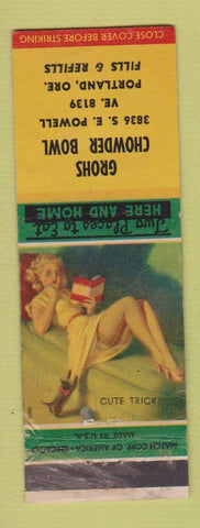 Matchbook Cover - Grohs Chowder Bowl Portalnd OR pinup WEAR