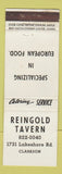 Matchbook Cover - Reingold Tavern Clarkson ON Mississauga