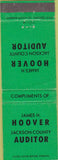 Matchbook Cover - James Hoover Jackson County Auditor OH