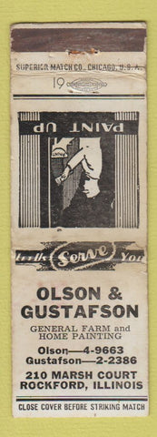 Matchbook Cover - Olson & Gustafson Painting Rockford IL WORN