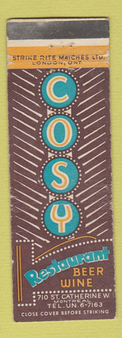 Matchbook Cover - Cosy Restaurant Montreal QC WEAR #2