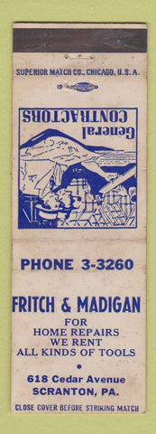Matchbook Cover - Fritch Madigan Contractors Scranton PA WEAR