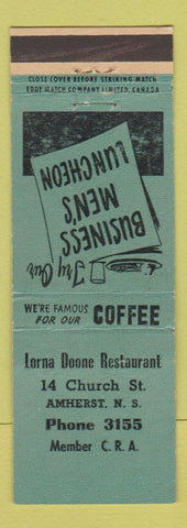 Matchbook Cover - Lorna Doone Restaurant Amherst NS
