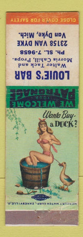 Matchbook Cover - Louie's Bar Van Dyke MI pinup WEAR