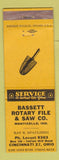 Matchbook Cover - Bassett Rotary File & Saw Cincinnati OH Monticello IN