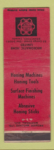 Matchbook Cover - Micromatic Hone Limited Brantford ON WEAR