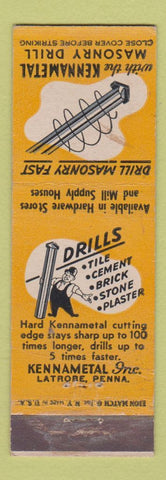 Matchbook Cover - Kennametal Masonry Drilling Latrobe PA