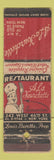 Matchbook Cover - A La Fourchette New York City POOR