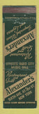 Matchbook Cover - Alexander's Restaurant New York City WEAR