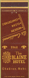 Matchbook Cover - Blaine Hotel Chadron NE