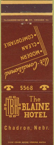 Matchbook Cover - Blaine Hotel Chadron NE