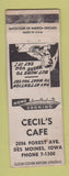 Matchbook Cover - Cecil's Cafe Des Moines IA WORN