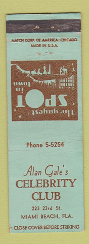 Matchbook Cover - Alan Gale's Celebrity Club Miami Beach FL