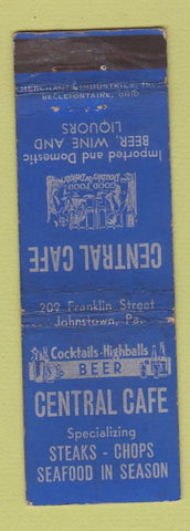 Matchbook Cover - Central Cafe Johnstown PA MERCHANTS WORN