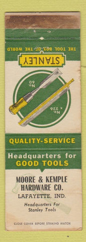 Matchbook Cover - Stanley Tools Moore Kemple Hardware Lafayette IN WEAR