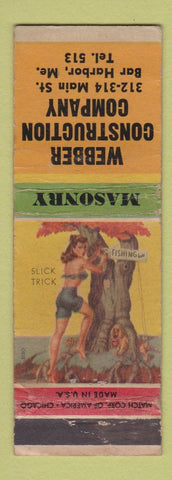 Matchbook Cover - Webber Construction Bar Harbor ME pinup masonry WEAR