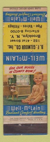 Matchbook Cover - Weil McLain Radiant Heating BF Gilmour Brooklyn NY WEAR