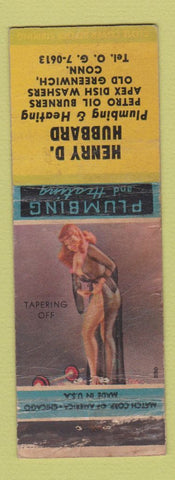 Matchbook Cover - Henry Hubbard Plumbing Heating Old Greenwich CT pinup WEAR