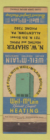 Matchbook Cover - Weil McLain Radiant Heating NW Shafer Allentown PA WEAR