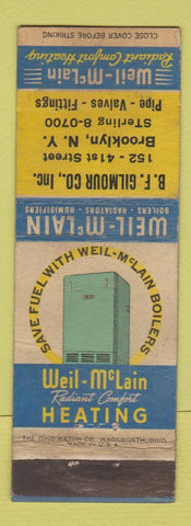 Matchbook Cover - Weil McLain Radiant Heating BF Gilmour Brooklyn NY WEAR