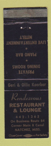 Matchbook Cover - Rendezvous Restaurant Lounge Natchez MS WEAR