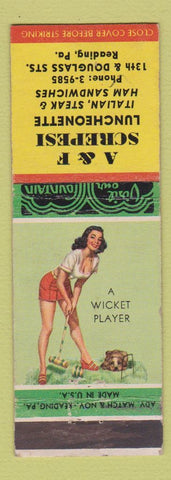 Matchbook Cover - A&F Screpesi Luncheonette Reading PA pinup WEAR