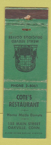 Matchbook Cover - Cote's Restaurant Oakville CT WORN