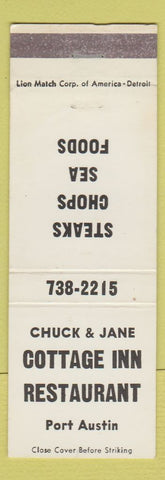 Matchbook Cover - Chuck & Jane Cottage Inn Restaurant Port Austin MI