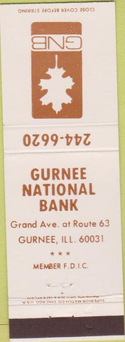 Matchbook Cover - Gurnee National Bank IL