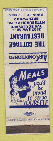 Matchbook Cover - Cottage Restaurant Pittsburgh PA Brentwood