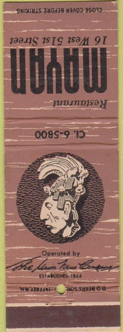 Matchbook Cover - Mayan Restaurant New York City