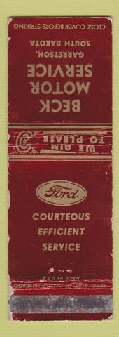 Matchbook Cover - Beck Motors Ford Garretson SD WORN
