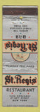Matchbook Cover - St Regis Restaurant New York City WEAR