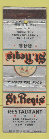 Matchbook Cover - St Regis Restaurant New York City WEAR