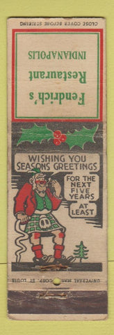 Matchbook Cover - Fendrich's Restaurant Indianapolis IN UNIVERSAL LONG WORN