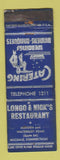 Matchbook Cover - Longo & Nick's Restaurant Milldale CT WORN