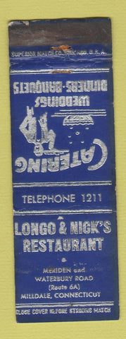 Matchbook Cover - Longo & Nick's Restaurant Milldale CT WORN