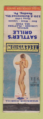 Matchbook Cover - Sattler's Grille Reading PA pinup WORN
