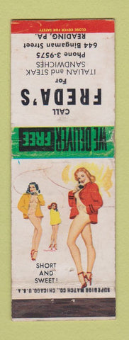 Matchbook Cover - Freda's Italian Restaurant Reading PA pinup WEAR
