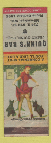 Matchbook Cover - Quinn's Bar Milwaukee WI pinup