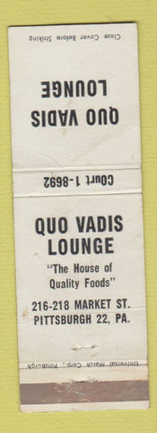 Matchbook Cover - Quo Vadis Lounge Pittsburgh PA CREASES
