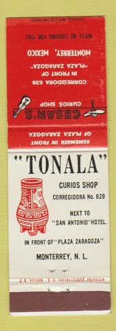 Matchbook Cover - Cesar's Curios Shop Monterrey Mexico Tonala
