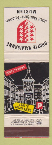Matchbook Cover - Grotte Valaisanne Murten Switzerland