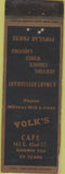 Matchbook Cover - Volk's Cafe New York City Federal WEAR