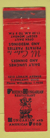 Matchbook Cover - Friedl's Hungarian Restaurant Cleveland OH WEAR