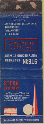 Matchbook Cover - Stern Bros New York City 1939 World's Fair WORN