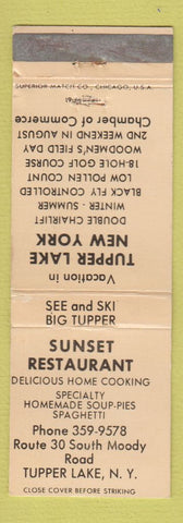 Matchbook Cover - Sunset Restaurant Tupper Lake NY WEAR