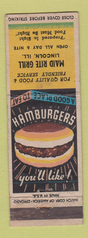 Matchbook Cover - Maid Rite Grill Lincoln IL WEAR