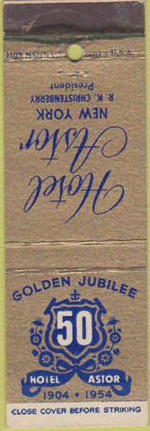 Matchbook Cover - Hotel Astor New York City 1954